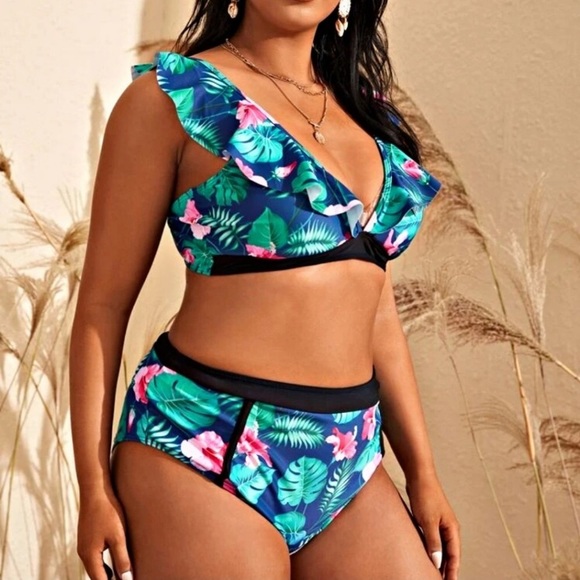 Moon Goddess Boutique Other - 🎉HOST PICK🎉 TROPICAL HIBISCUS FLORAL SWIM SUIT 2-PIECE TANKINI BIKINI Women 3X
